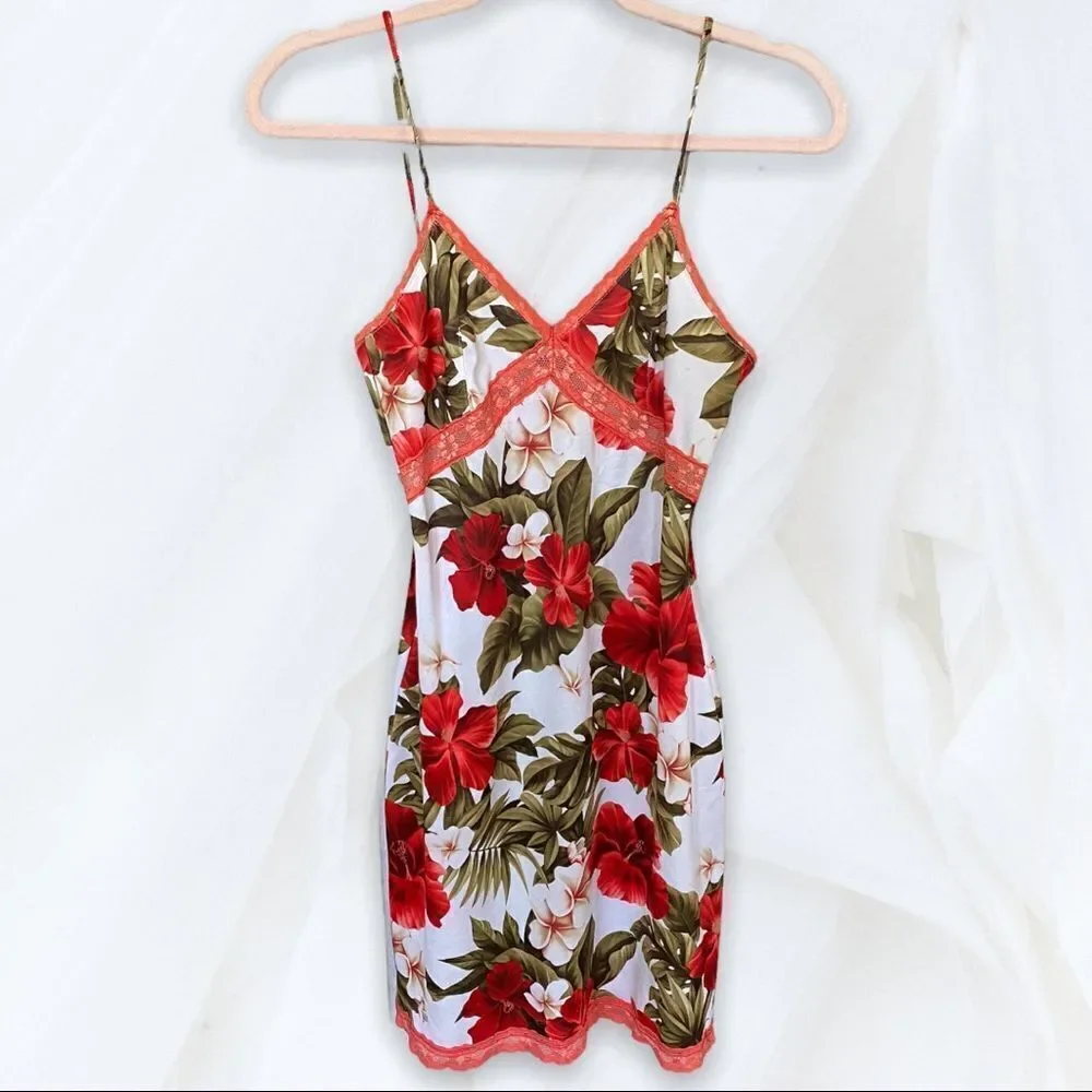Jennyfer (M) Hibiscus Print Y2K Floral Slip - Picture 4 of 9